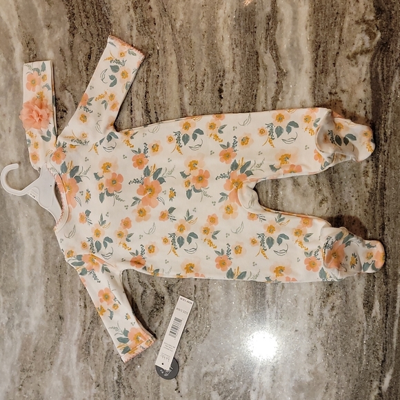 Nicole Miller Coral Floral 2 Pc Footed Pajama - Picture 7 of 8